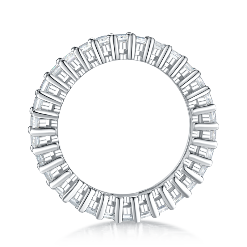Rectangular full body lined ring S925 silver plated platinum moissanite diamond women's ring 4.6 carats D-grade